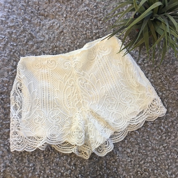 Urban Outfitters Pants - Urban Outfitters Ivory Lace Shorts
